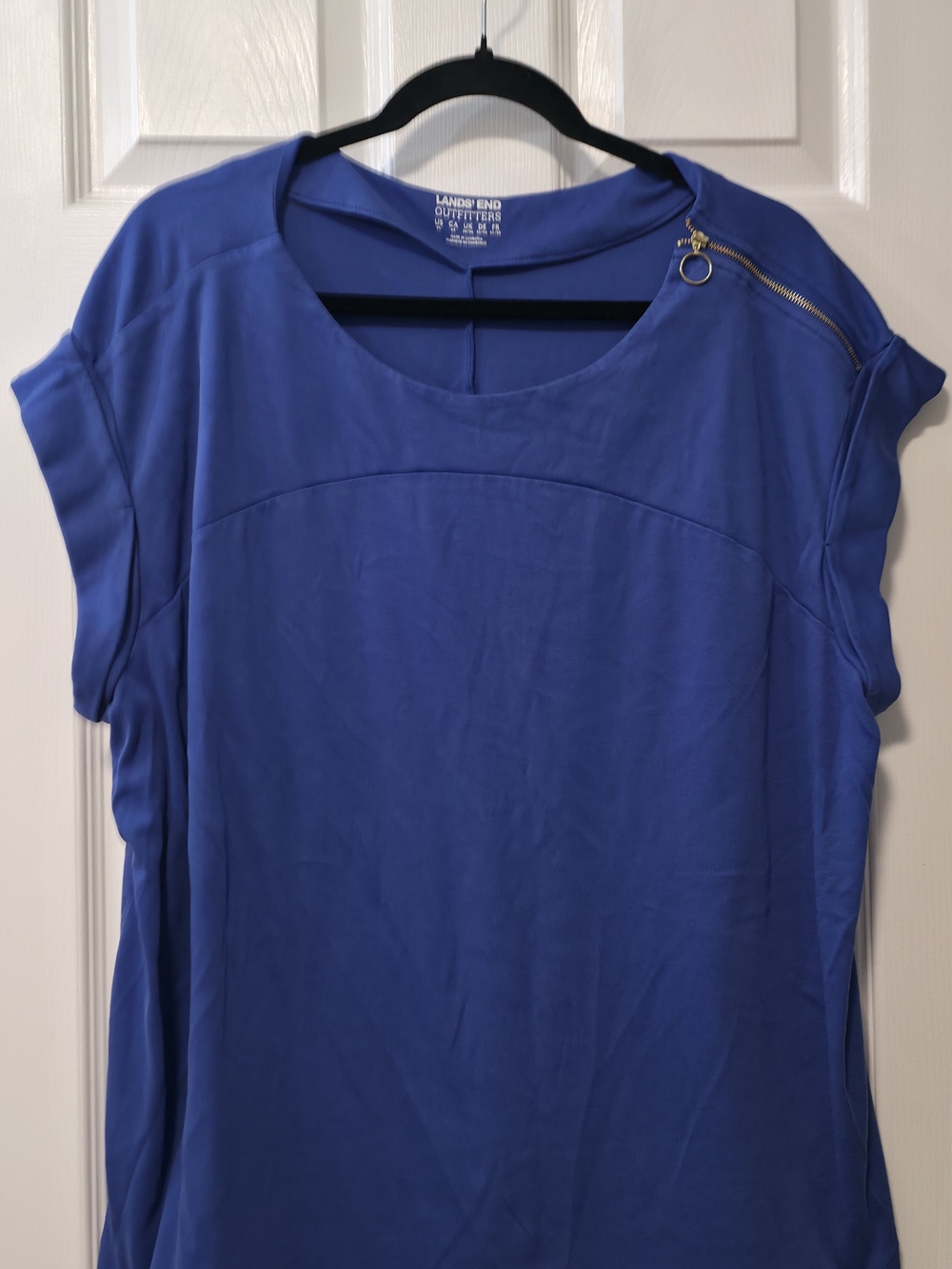 Lands' End Blue Zip-Shoulder Tunic